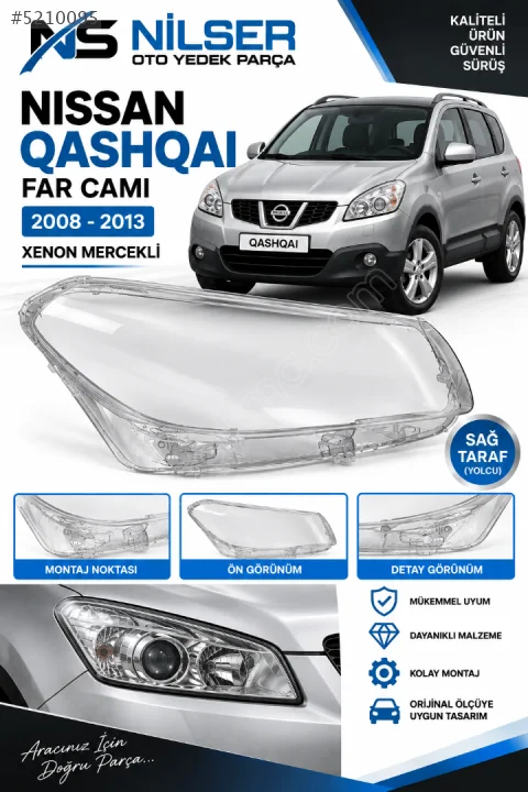 2008-2014 Nissan Qashqai Sağ Xenon Mercek Far Cam