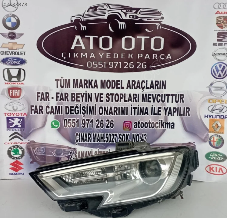 AUDİ A3 ORJİNAL ÇIKMA SOL FAR