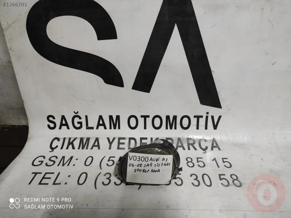 OEM; 8P0941700A AUDİ A3 04-08 ÇIKMA  SAĞ SİS FARI