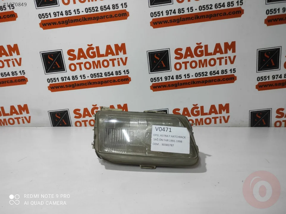 OPEL ASTRA-F HATCHBACK 91-98 ÇIKMA SAĞ ÖN FAR OEM; 90383787