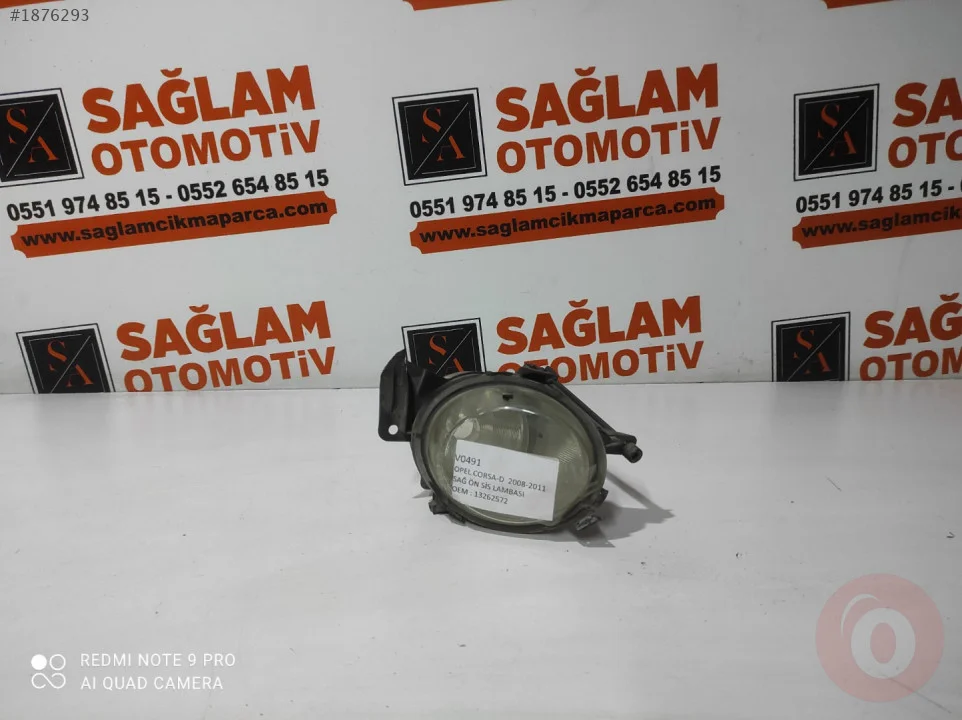 OPEL CORSA-D 08-11 ÇIKMA SAĞ ÖN SİS LAMBASI OEM; 13262572