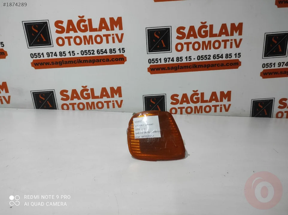 VW POLO VARİANT 96-03 ÇIKMA SAĞ ÖN SİNYAL LAMBASI 6K5953050B